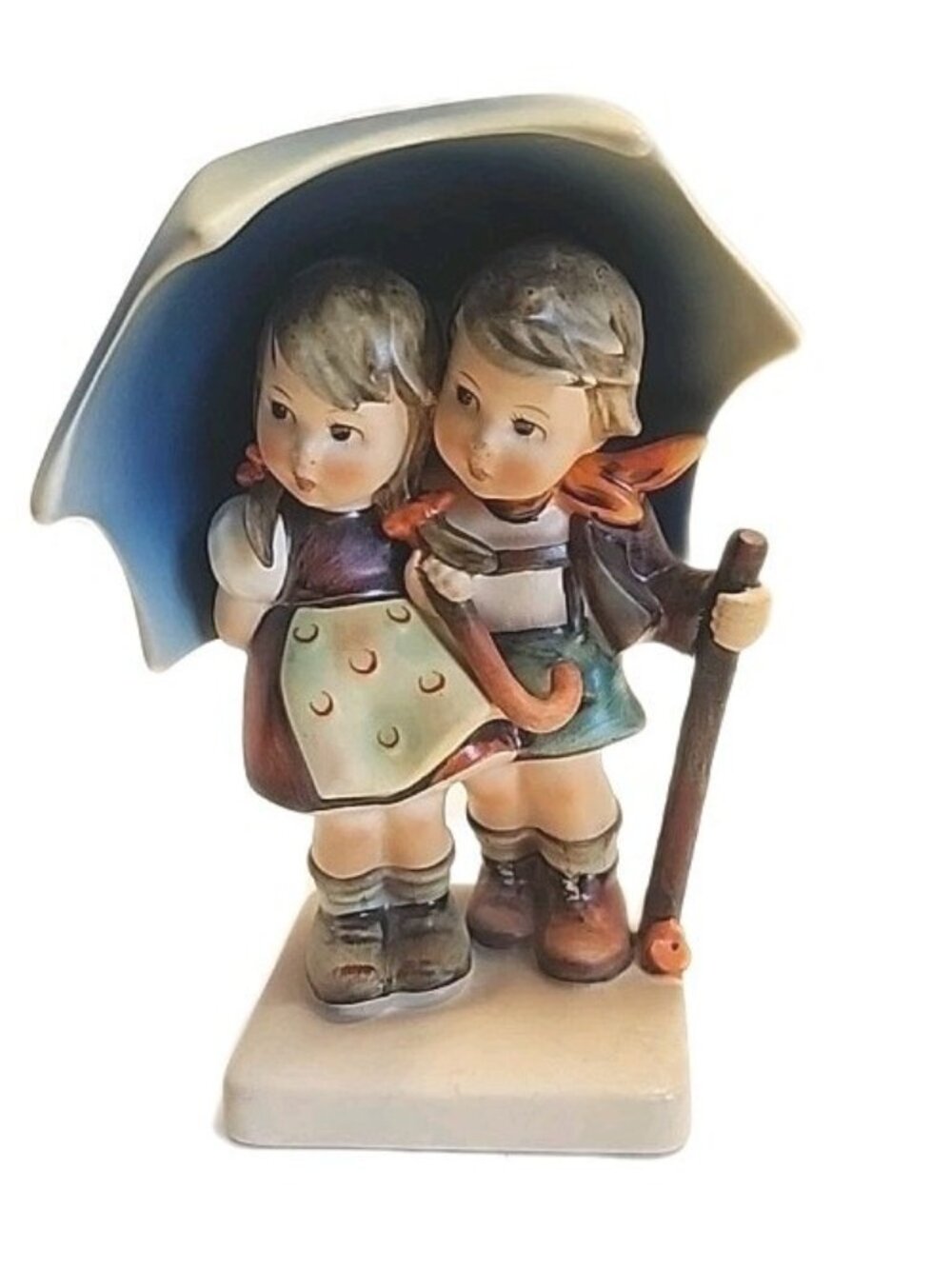 Goebel Hummel Stormy Weather 71 TMK3 Girl & Boy Under Umbrella RARE W. Germany